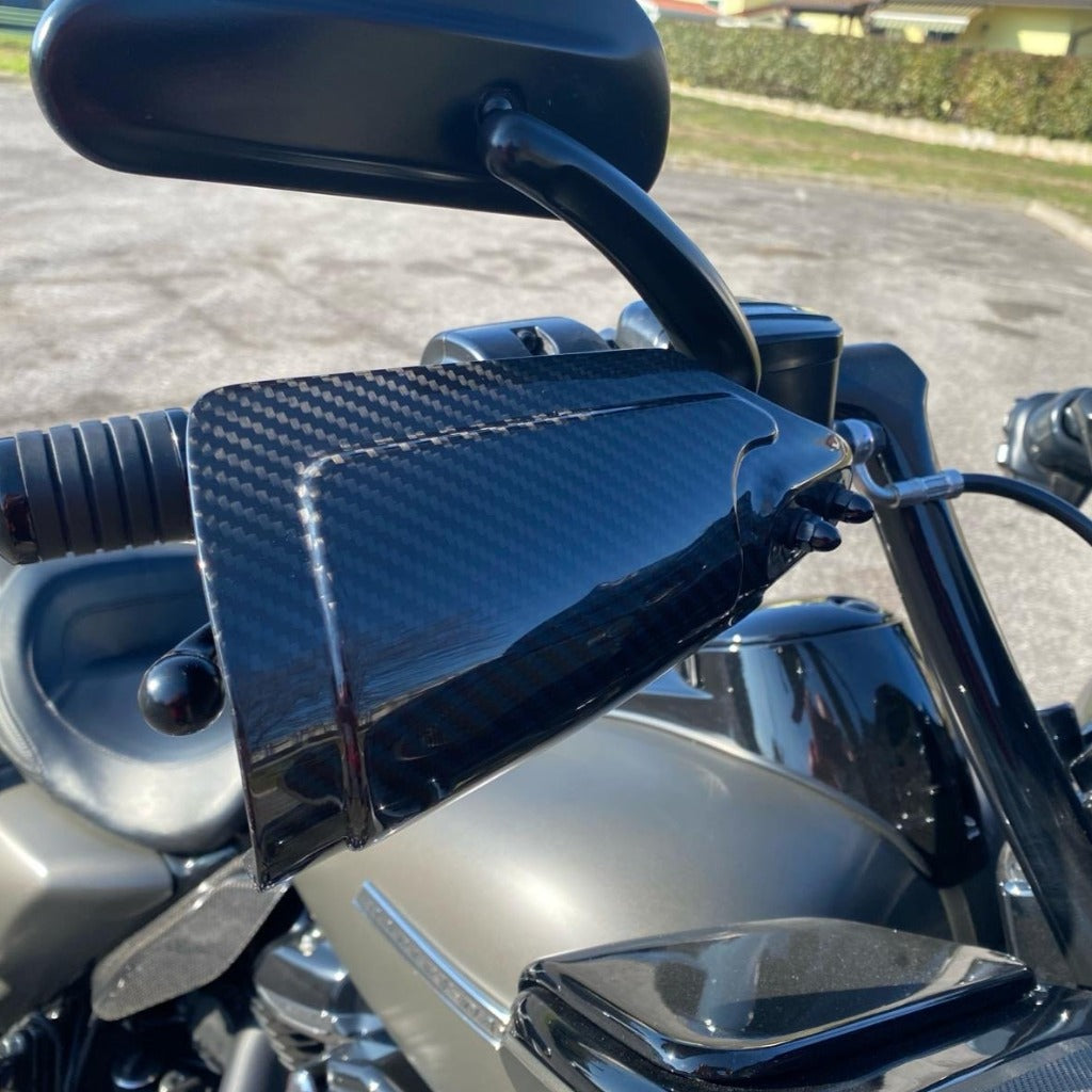 TOBBOMEY 2 Pair Carbon Fiber Motorcycle Handguards – Double-Sided Handlebar Protectors With Brake Lever Shield