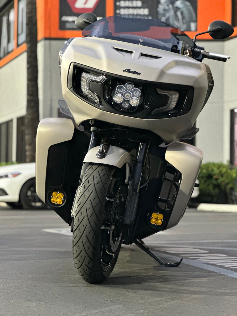 A10 Moto Indian Challenger Baja Designs LP6 Light Bracket Combo Kit